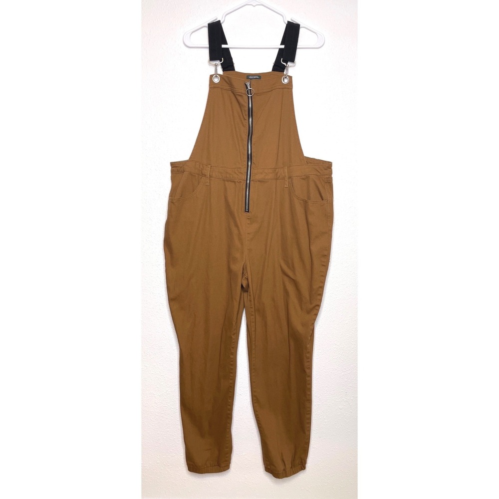 Womens Overalls Zip Front Jogger Cuff XXL Brown Wild Fable